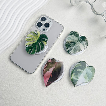 Plant Leaf Magnetic Folding Mobile Phone Grip Holder Socket Pocket Support For Magsafe iPhone Samsung Mac Safe Stylish