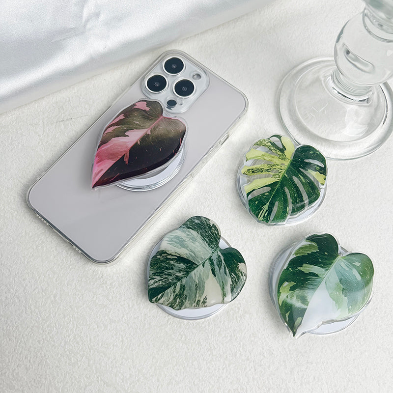 Plant Leaf Magnetic Folding Mobile Phone Grip Holder Socket Pocket Support For Magsafe iPhone Samsung Mac Safe Stylish