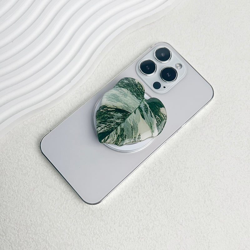 Plant Leaf Magnetic Folding Mobile Phone Grip Holder Socket Pocket Support For Magsafe iPhone Samsung Mac Safe Stylish