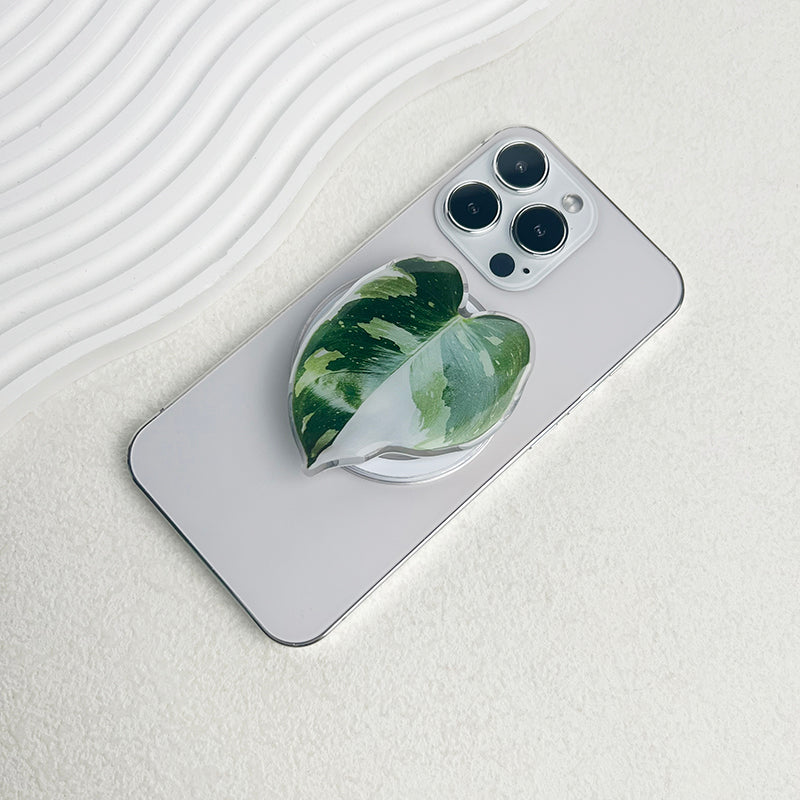 Plant Leaf Magnetic Folding Mobile Phone Grip Holder Socket Pocket Support For Magsafe iPhone Samsung Mac Safe Stylish