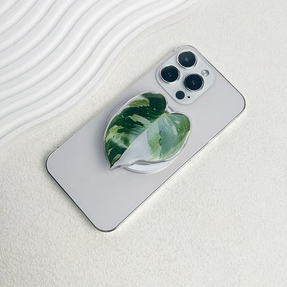 Plant Leaf Magnetic Folding Mobile Phone Grip Holder Socket Pocket Support For Magsafe iPhone Samsung Mac Safe Stylish