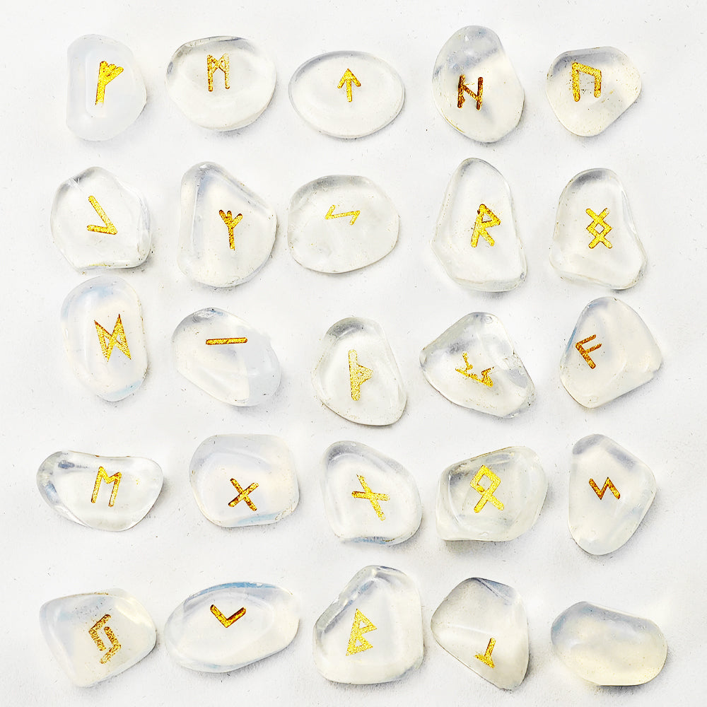 Natural Crystal Rune Stones Set Quartz Agate Crystal Stones For Reiki Healing Witchcraft Spiritual  6