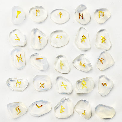 Natural Crystal Rune Stones Set Quartz Agate Crystal Stones For Reiki Healing Witchcraft Spiritual  6