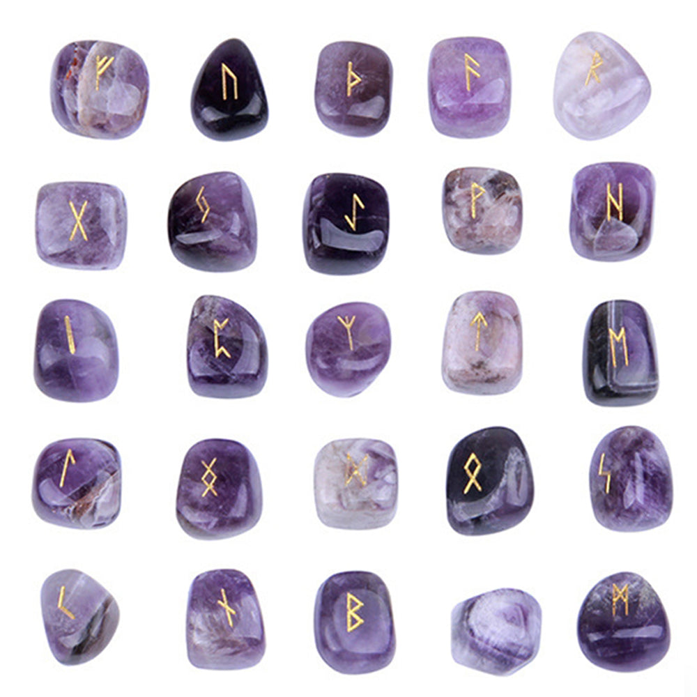 Natural Crystal Rune Stones Set Quartz Agate Crystal Stones For Reiki Healing Witchcraft Spiritual  8