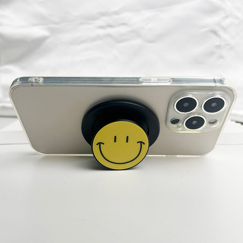 Cute Happy Face Socket Talk Tok Grip Phone Holder For Magsafe IPhone Mac Samsung Safe Expanding Ring Finger Stand