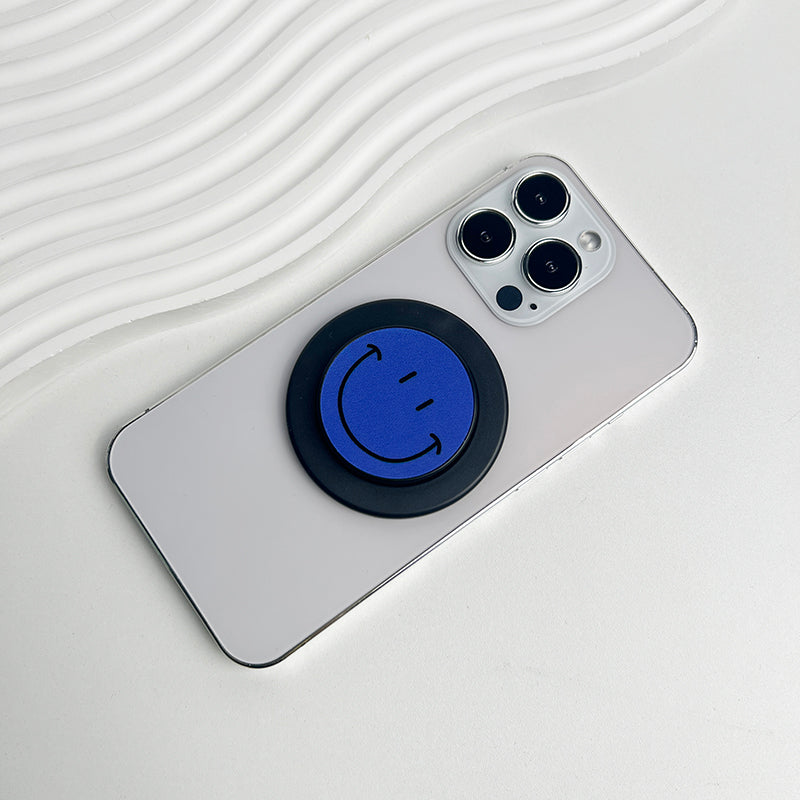 Cute Happy Face Socket Talk Tok Grip Phone Holder For Magsafe IPhone Mac Samsung Safe Expanding Ring Finger Stand