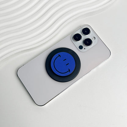 Cute Happy Face Socket Talk Tok Grip Phone Holder For Magsafe IPhone Mac Samsung Safe Expanding Ring Finger Stand