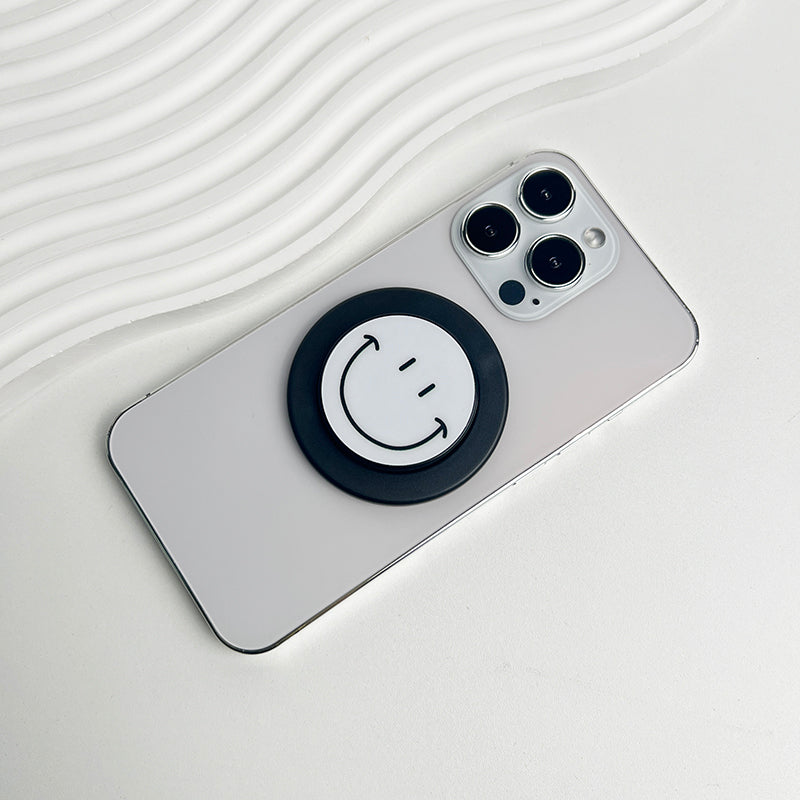 Cute Happy Face Socket Talk Tok Grip Phone Holder For Magsafe IPhone Mac Samsung Safe Expanding Ring Finger Stand