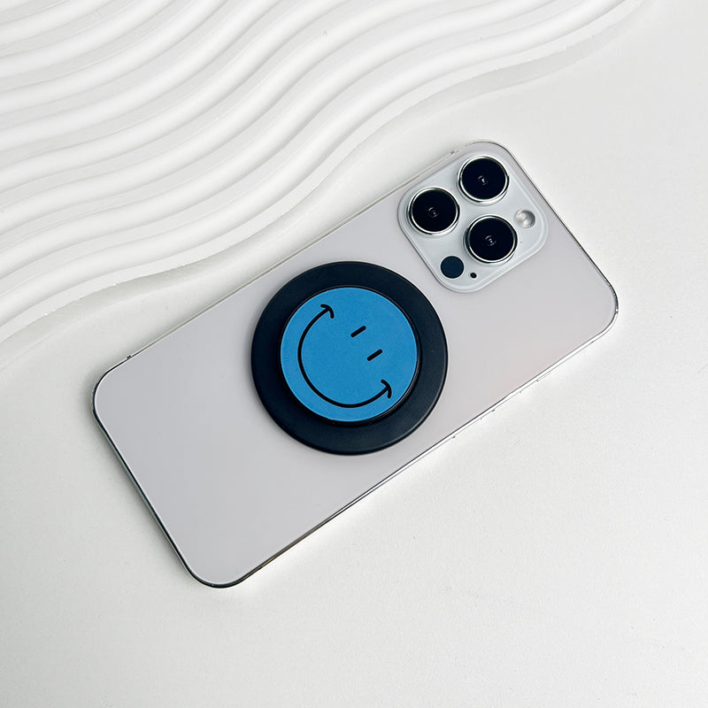 Cute Happy Face Socket Talk Tok Grip Phone Holder For Magsafe IPhone Mac Samsung Safe Expanding Ring Finger Stand