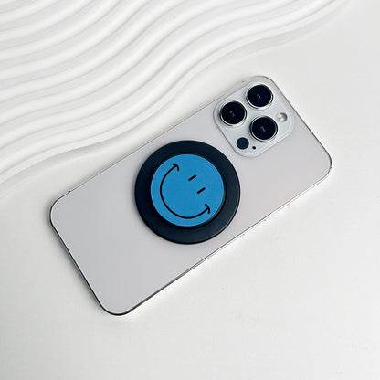 Cute Happy Face Socket Talk Tok Grip Phone Holder For Magsafe IPhone Mac Samsung Safe Expanding Ring Finger Stand