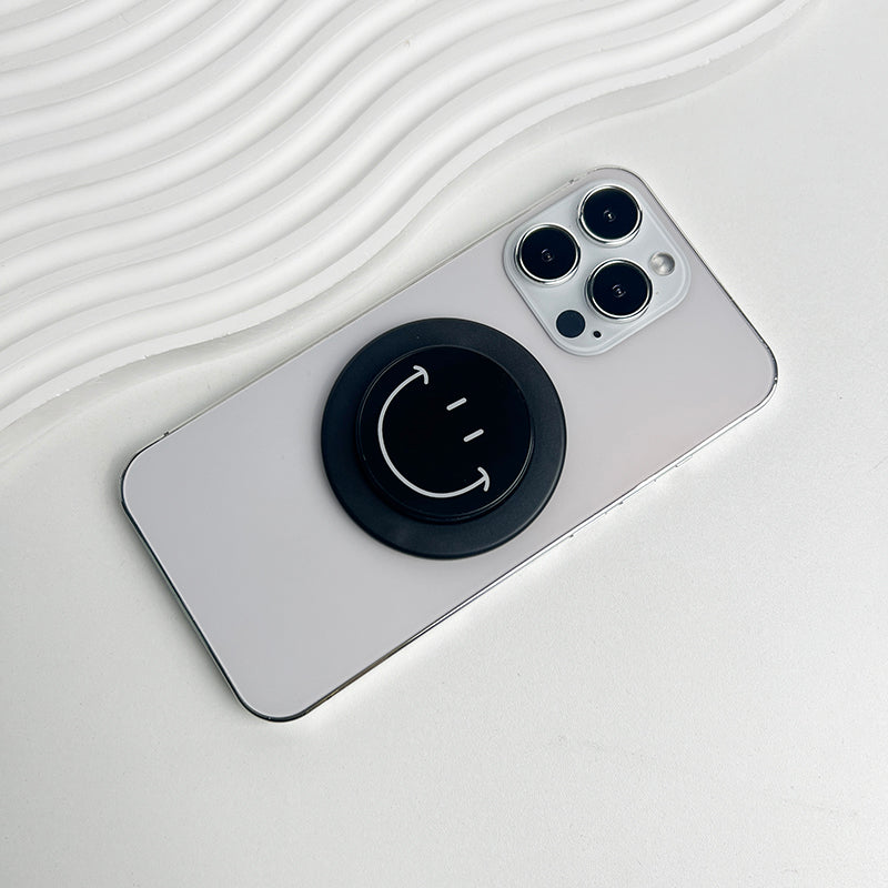 Cute Happy Face Socket Talk Tok Grip Phone Holder For Magsafe IPhone Mac Samsung Safe Expanding Ring Finger Stand