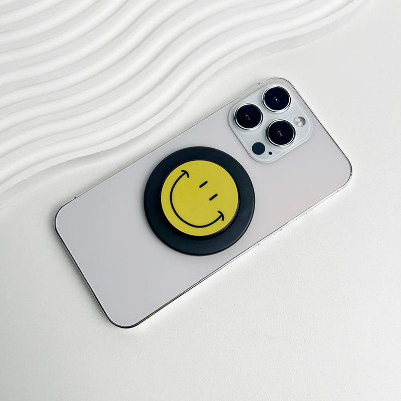 Cute Happy Face Socket Talk Tok Grip Phone Holder For Magsafe IPhone Mac Samsung Safe Expanding Ring Finger Stand