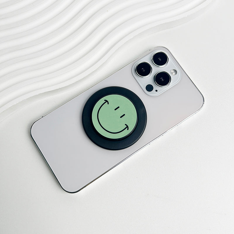 Cute Happy Face Socket Talk Tok Grip Phone Holder For Magsafe IPhone Mac Samsung Safe Expanding Ring Finger Stand