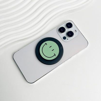 Cute Happy Face Socket Talk Tok Grip Phone Holder For Magsafe IPhone Mac Samsung Safe Expanding Ring Finger Stand