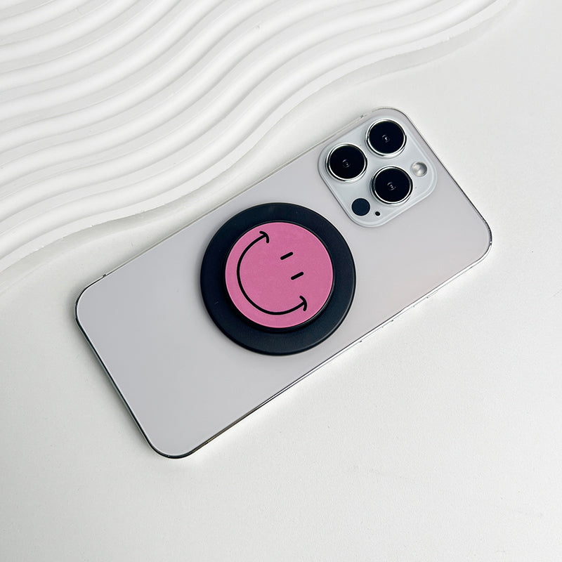 Cute Happy Face Socket Talk Tok Grip Phone Holder For Magsafe IPhone Mac Samsung Safe Expanding Ring Finger Stand