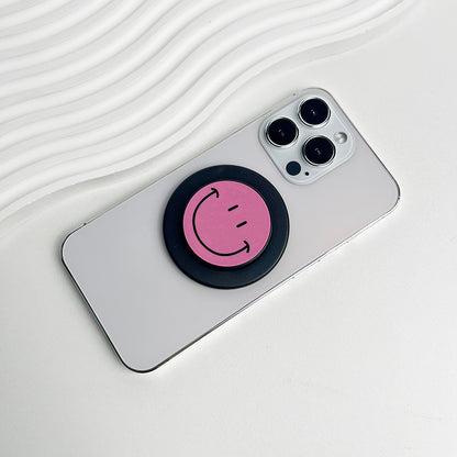 Cute Happy Face Socket Talk Tok Grip Phone Holder For Magsafe IPhone Mac Samsung Safe Expanding Ring Finger Stand