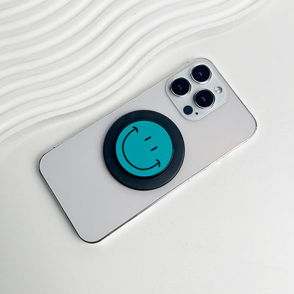 Cute Happy Face Socket Talk Tok Grip Phone Holder For Magsafe IPhone Mac Samsung Safe Expanding Ring Finger Stand