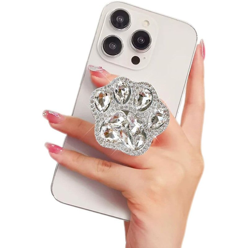 3D Cute Cat Paw Diamond Folding Finger Ring Griptok Phone Holder iPhone 16 Support Socket Pocket Grip Stand Bracket