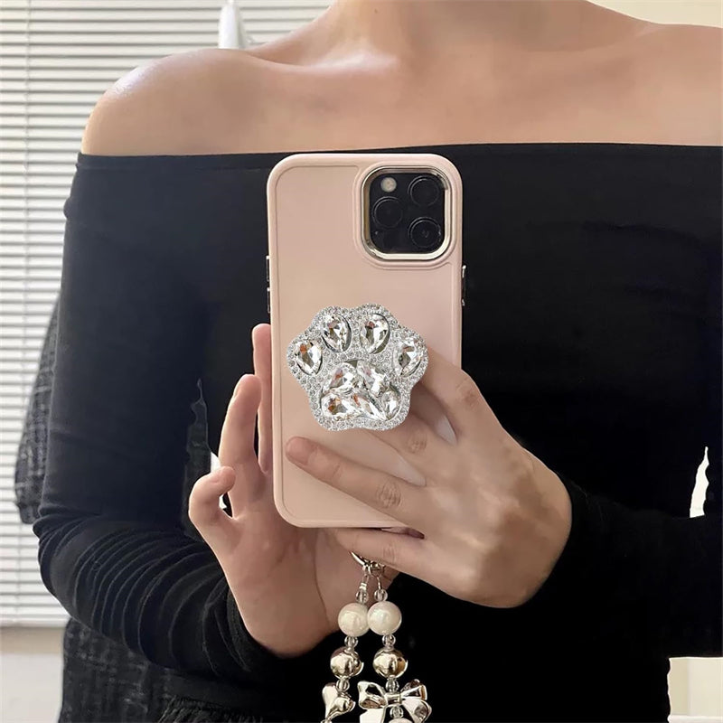 3D Cute Cat Paw Diamond Folding Finger Ring Griptok Phone Holder iPhone 16 Support Socket Pocket Grip Stand Bracket