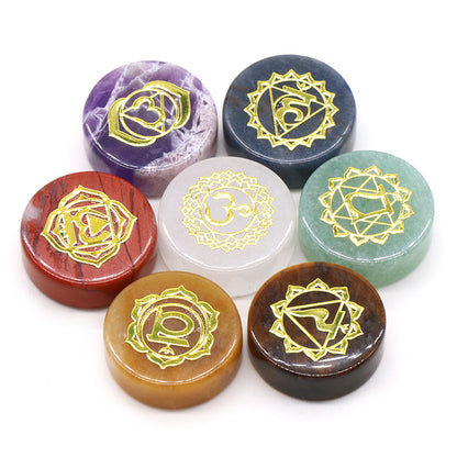 Seven Chakras Natural Crystal Amethyst Sodalite Clear Quartz Reiki Healing Rune Spirit Energy Stones for Yoga