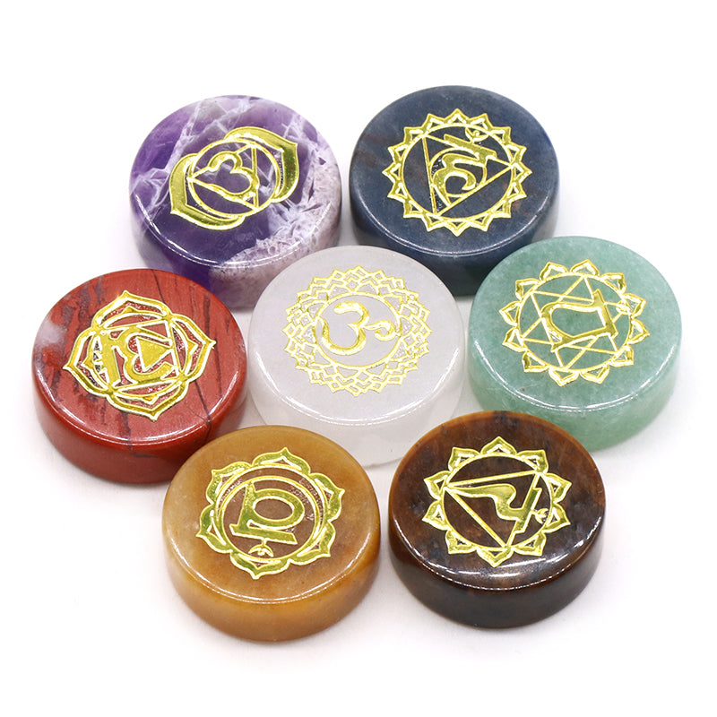 Seven Chakras Natural Crystal Amethyst Sodalite Clear Quartz Reiki Healing Rune Spirit Energy Stone 3