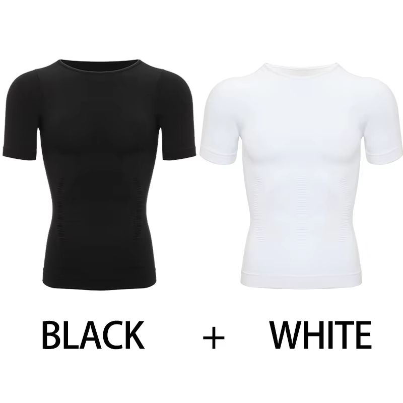 2PCS Mens Slimming Body Shaper TShirt  Compression Shapewear With Belly Control  Posture Support 9