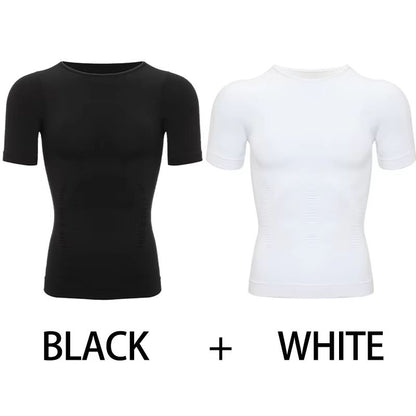 2PCS Mens Slimming Body Shaper TShirt  Compression Shapewear With Belly Control  Posture Support 9