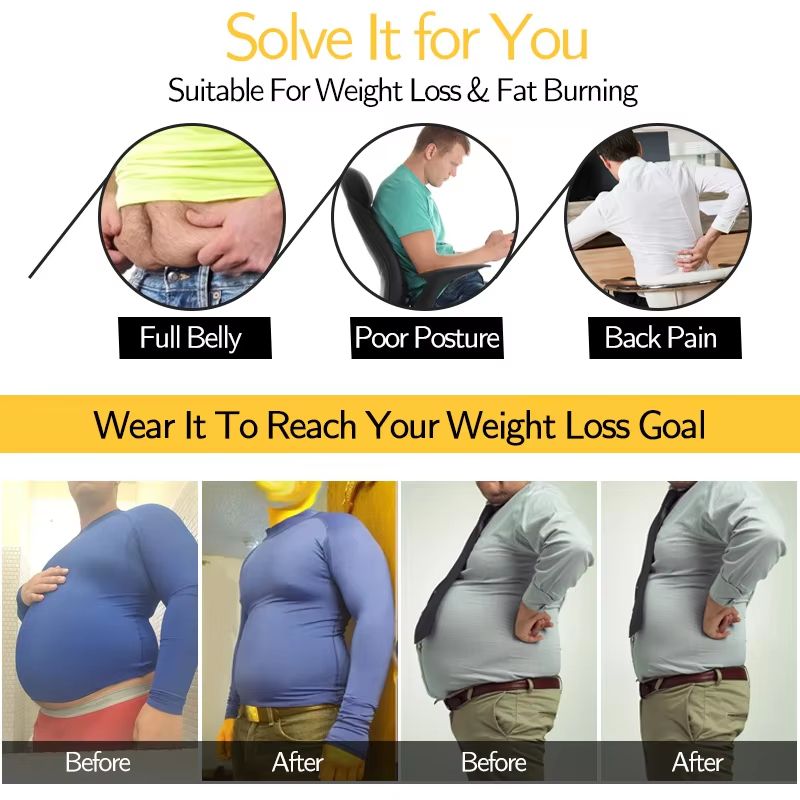 2PCS Mens Slimming Body Shaper TShirt  Compression Shapewear With Belly Control  Posture Support 5