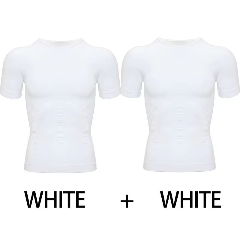 2PCS Mens Slimming Body Shaper TShirt  Compression Shapewear With Belly Control  Posture Support 8