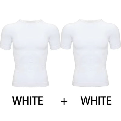 2PCS Mens Slimming Body Shaper TShirt  Compression Shapewear With Belly Control  Posture Support 8