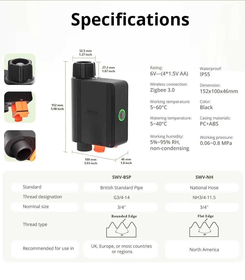 SONOFF SWV ZigBee 30 Smart Water Valve  Automatic Irrigation System With App Control  Voice Assista 1