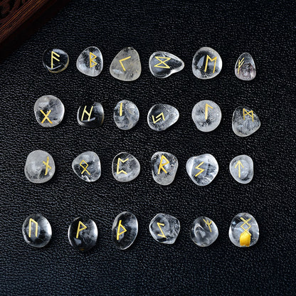 Clear Quartz Crystal Runes Stones Natural Agate Divination Rune Set For Fortunetelling Reiki Healin 2
