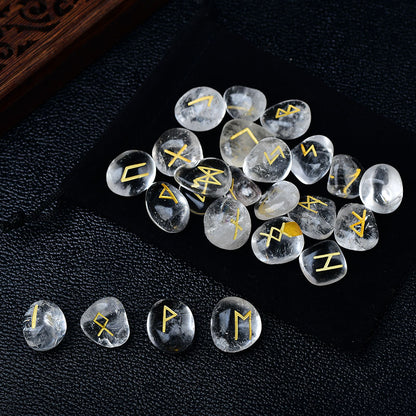 Clear Quartz Crystal Runes Stones Natural Agate Divination Rune Set For Fortunetelling Reiki Healin 3