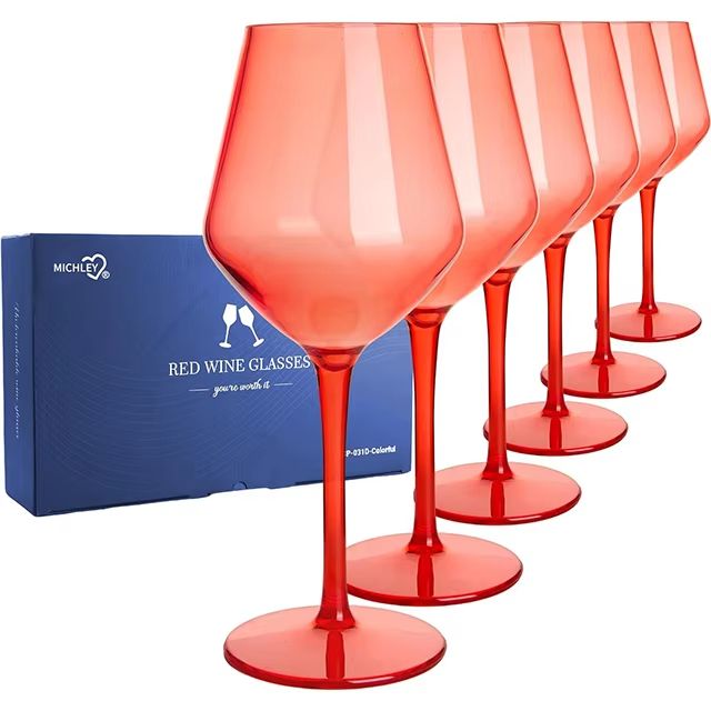 MICHLEY Unbreakable Tritan Plastic Wine Glass Set  Reusable Luxury Glassware For Parties Outdoor Di 4