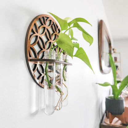Rustic Wooden Wall Planter With Glass Tube Propagation Station  Hanging Indoor Plant Holder  Flower 1