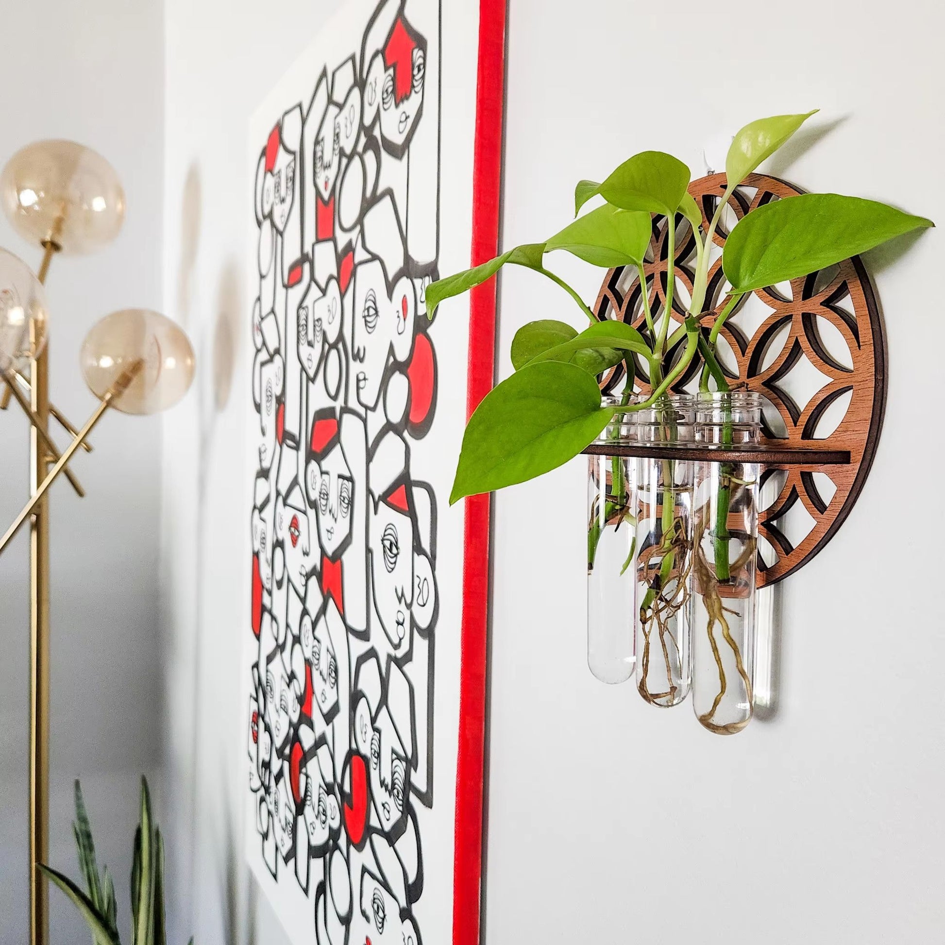Rustic Wooden Wall Planter With Glass Tube Propagation Station  Hanging Indoor Plant Holder  Flower 2
