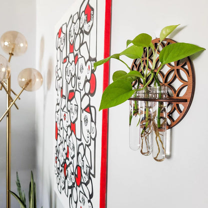 Rustic Wooden Wall Planter With Glass Tube Propagation Station  Hanging Indoor Plant Holder  Flower 2