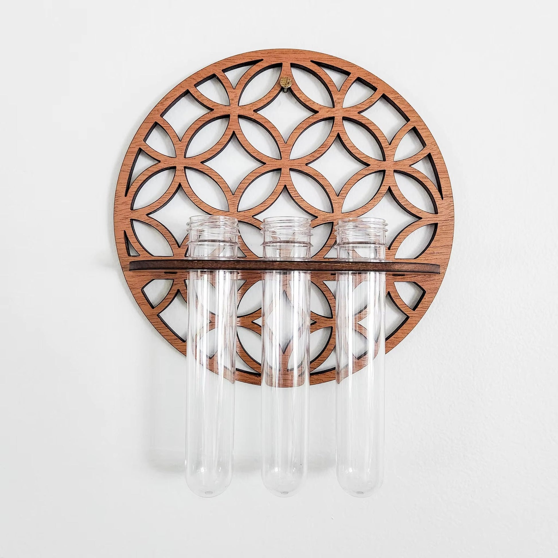 Rustic Wooden Wall Planter With Glass Tube Propagation Station  Hanging Indoor Plant Holder  Flower 3