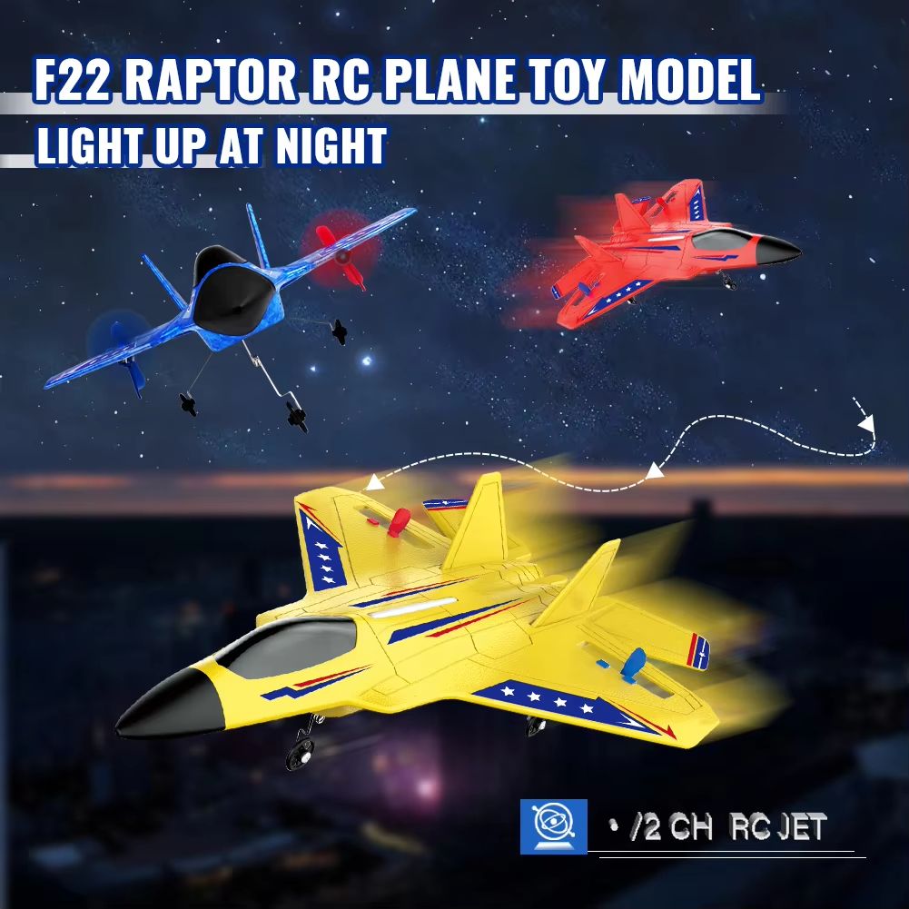 F22 Raptor RC Plane With LED Lights  24G Remote Control Foam Aircraft For Beginners  Kids 1