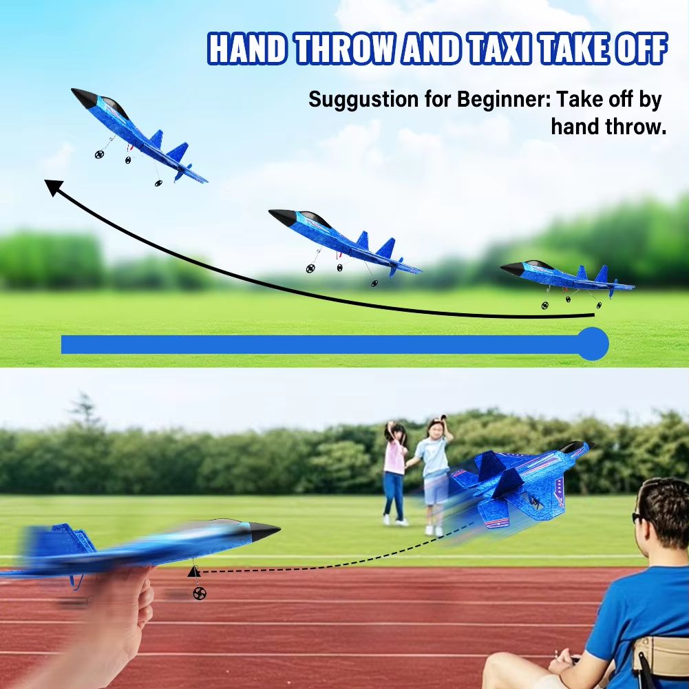 F22 Raptor RC Plane With LED Lights  24G Remote Control Foam Aircraft For Beginners  Kids 5