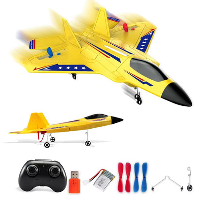 F22 Raptor RC Plane With LED Lights  24G Remote Control Foam Aircraft For Beginners  Kids 6