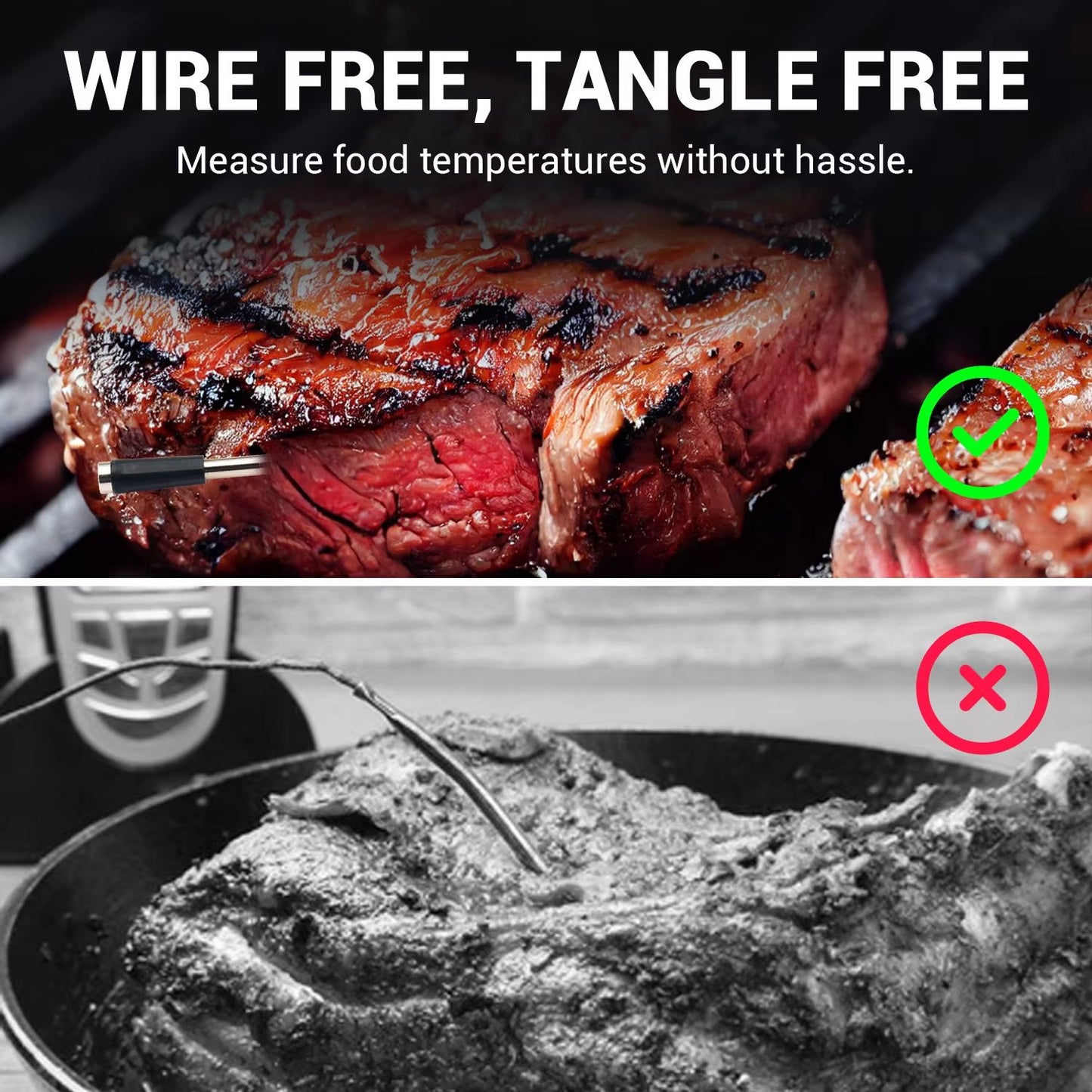 Wireless Meat Thermometer With Dual Probes  Long Range Bluetooth BBQ Thermometer For Grill Oven  Sm 3