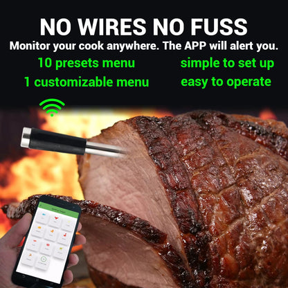 Wireless Meat Thermometer With Dual Probes  Long Range Bluetooth BBQ Thermometer For Grill Oven  Sm 5