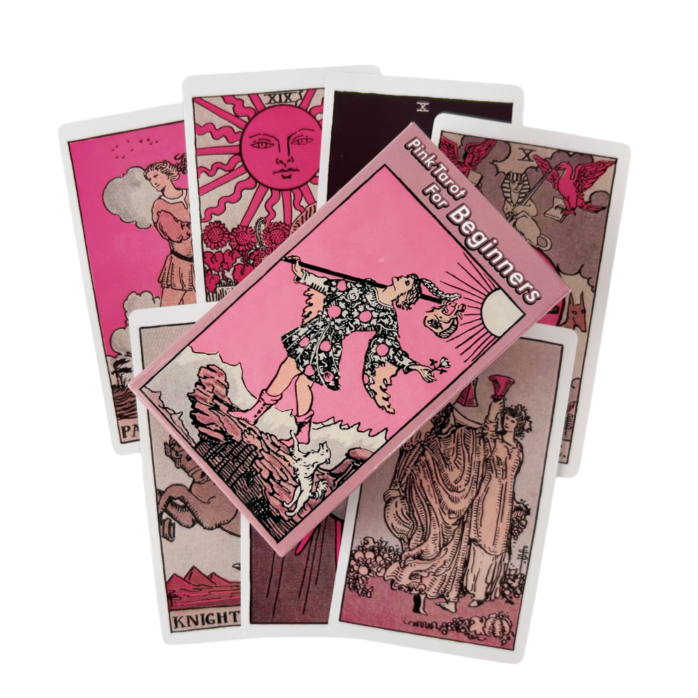 Pink Rider Tarot Cards for Beginners, Divination Deck English Version Oracle Board Game for Fortune Telling, Party Play