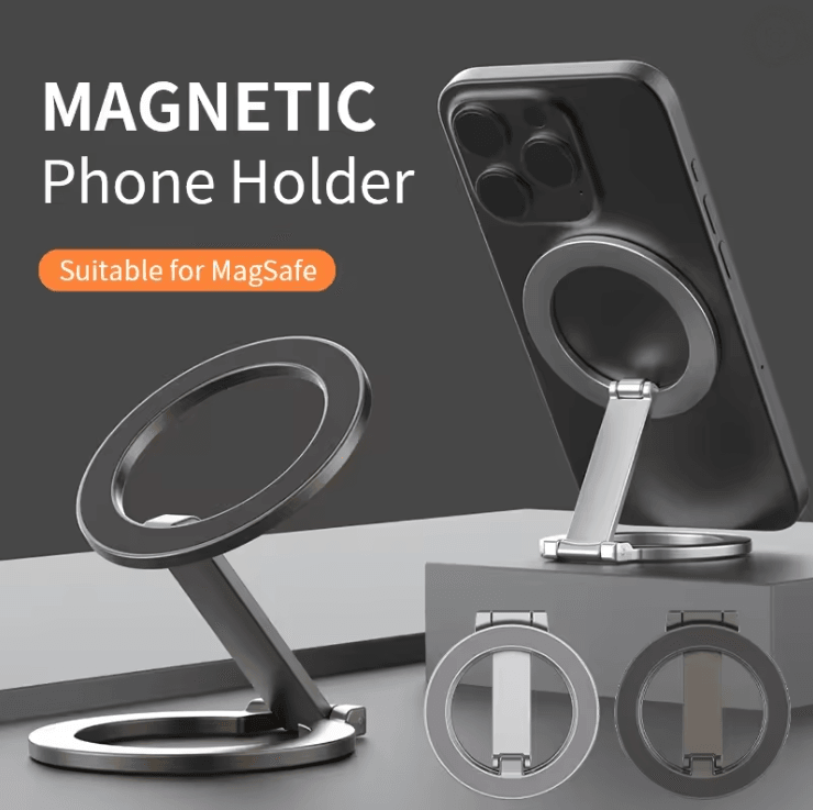 Magnetic Magsafe Phone Ring Holder and Foldable Stand for iPhone and Android