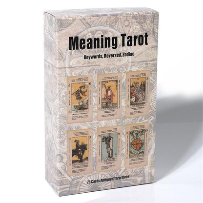 Beginner Tarot Deck, Tarot Card With Meaning on Them, Antiqued Tarot Keyword Cards, Learn Tarot with Cards