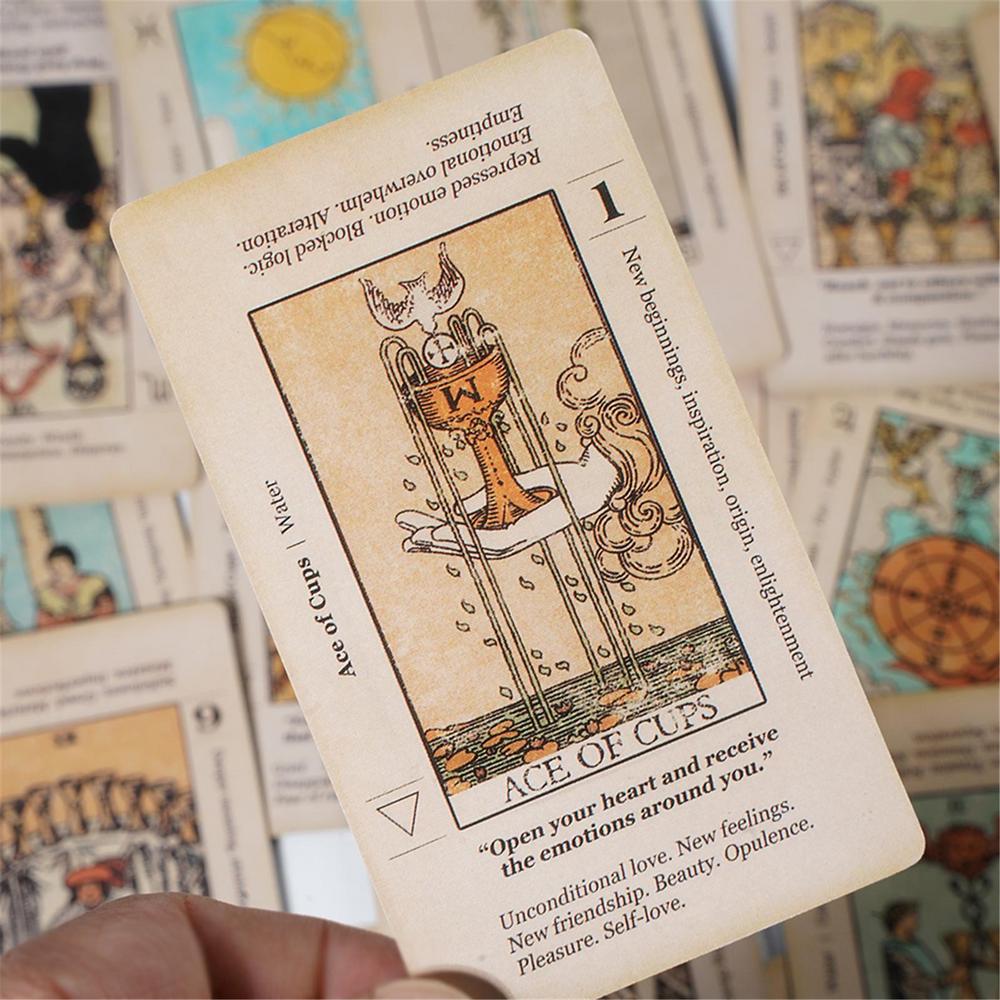 Beginner Tarot Deck, Tarot Card With Meaning on Them, Antiqued Tarot Keyword Cards, Learn Tarot with Cards