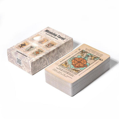 Beginner Tarot Deck, Tarot Card With Meaning on Them, Antiqued Tarot Keyword Cards, Learn Tarot with Cards