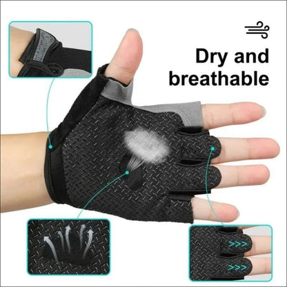 Gym Gloves Fingerless Gloves Anti-Slip Shock-Absorbing Breathable Gloves for Training Lifting Weight Cycling Performance