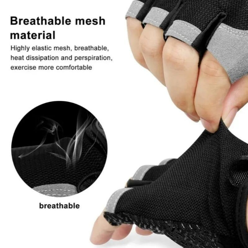 Gym Gloves Fingerless Gloves Anti-Slip Shock-Absorbing Breathable Gloves for Training Lifting Weight Cycling Performance